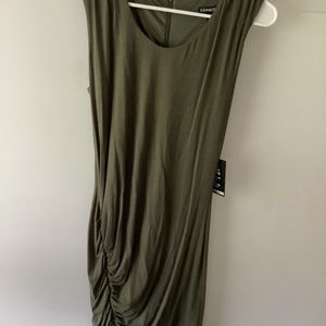 Express casual olive sleeveless ruched mini dress. Size S